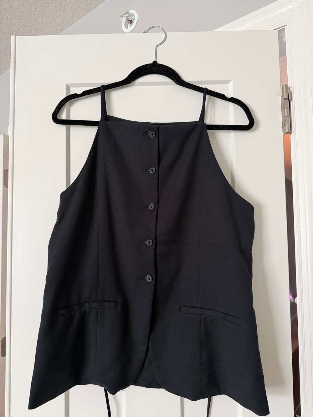 Black Button-Front Women's Top